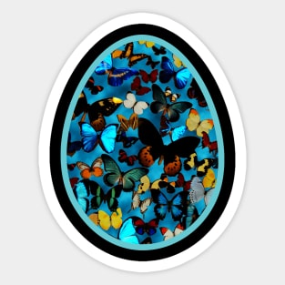 Blue Easter Egg With Colorful Butterflies for Spring Sticker